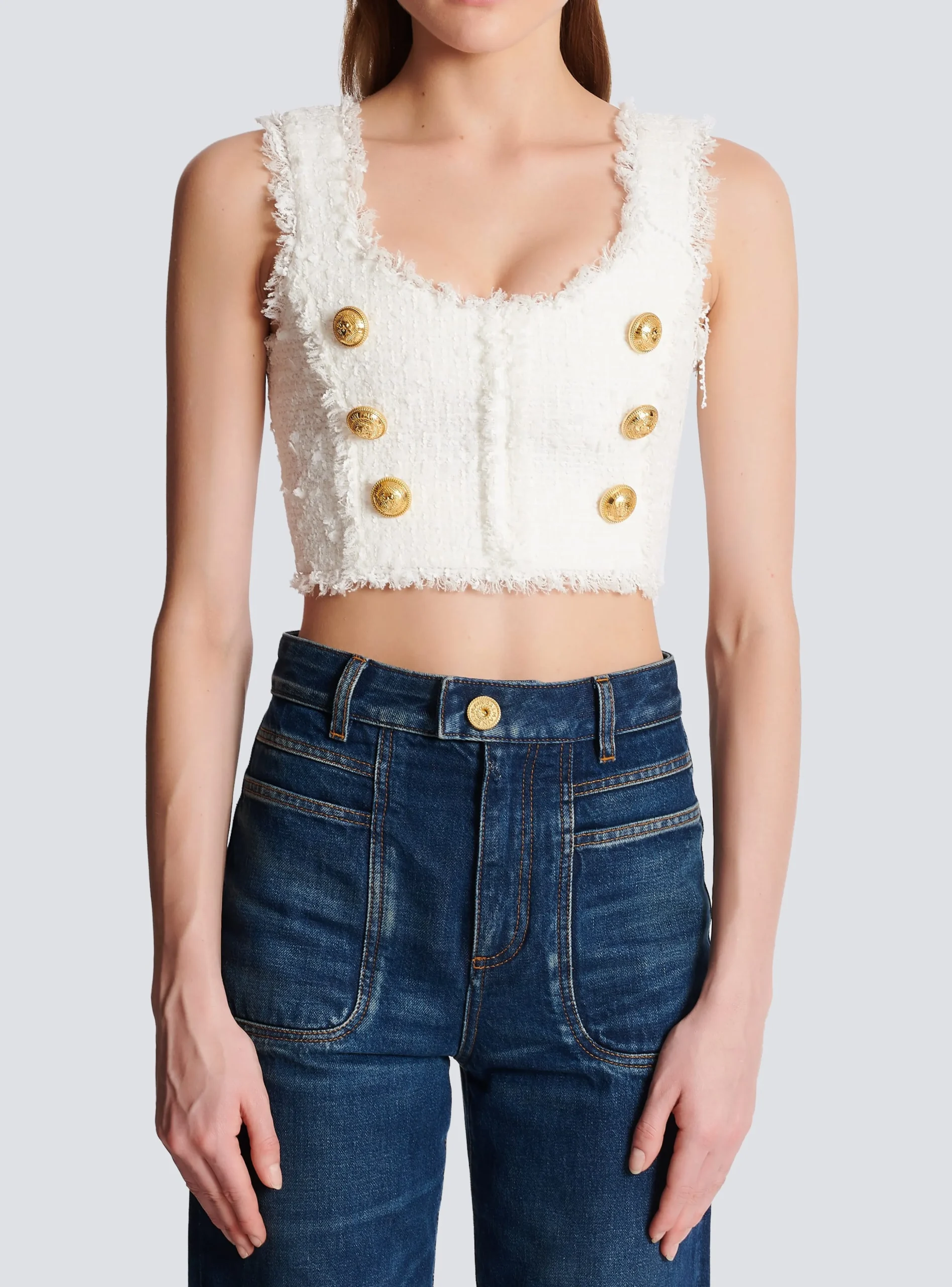 Tweed Crop Top-Balmain Sale