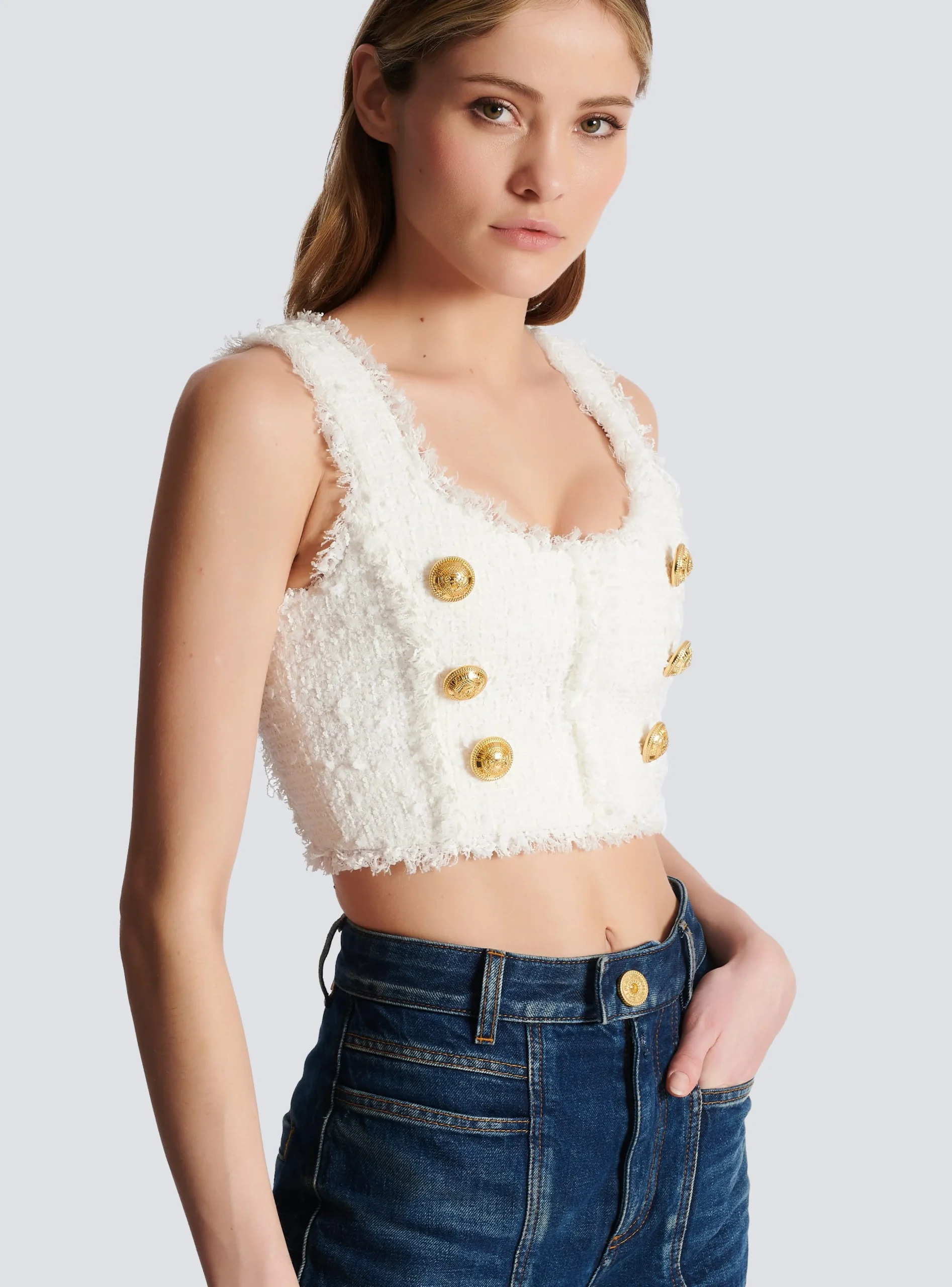 Tweed Crop Top-Balmain Sale