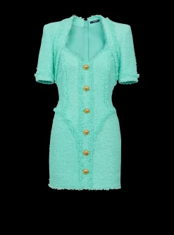 Tweed Dress With Buttons-Balmain Shop