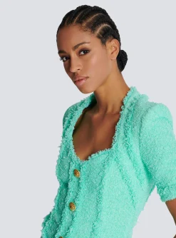 Tweed Dress With Buttons-Balmain Shop