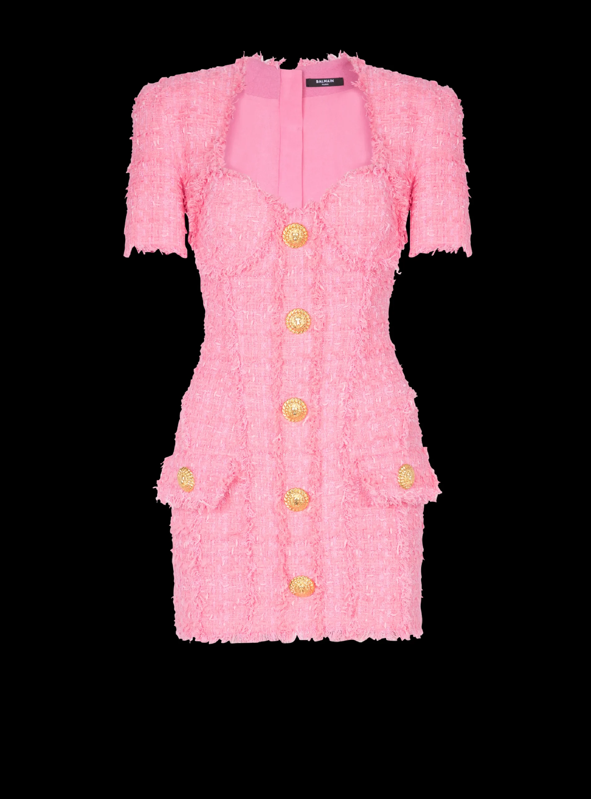 Tweed Dress With Buttons-Balmain Cheap