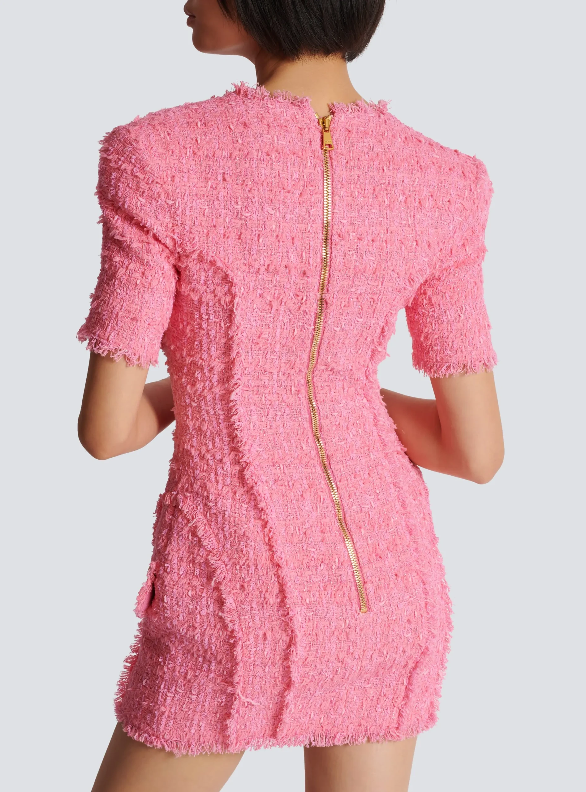 Tweed Dress With Buttons-Balmain Cheap