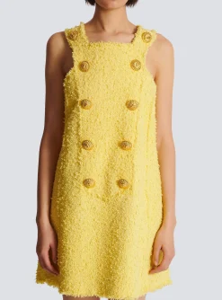 Tweed Swing Dress With Buttoned Plastron-Balmain Hot