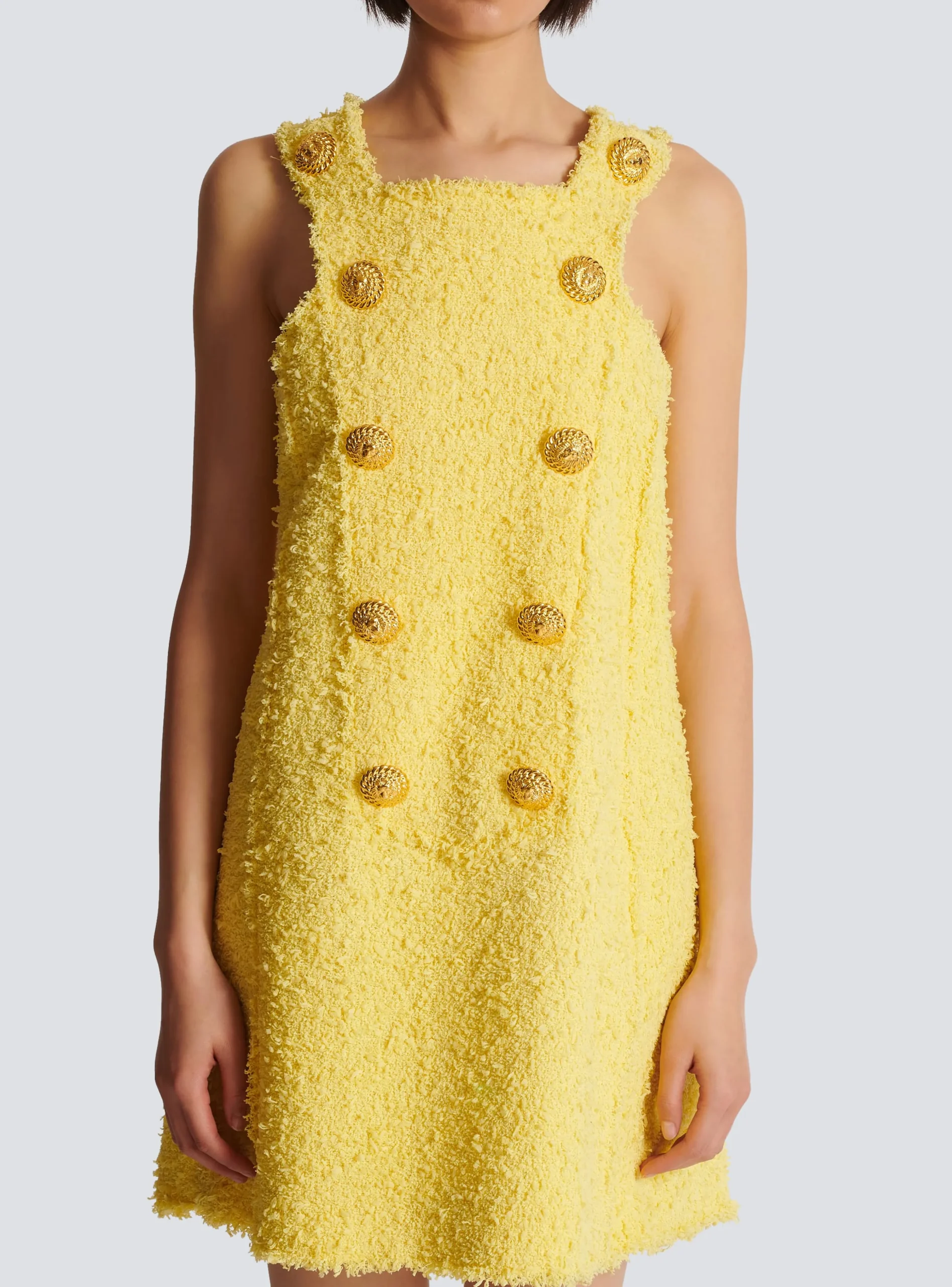 Tweed Swing Dress With Buttoned Plastron-Balmain Hot