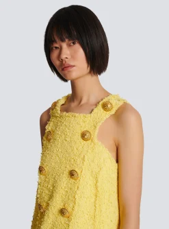 Tweed Swing Dress With Buttoned Plastron-Balmain Hot