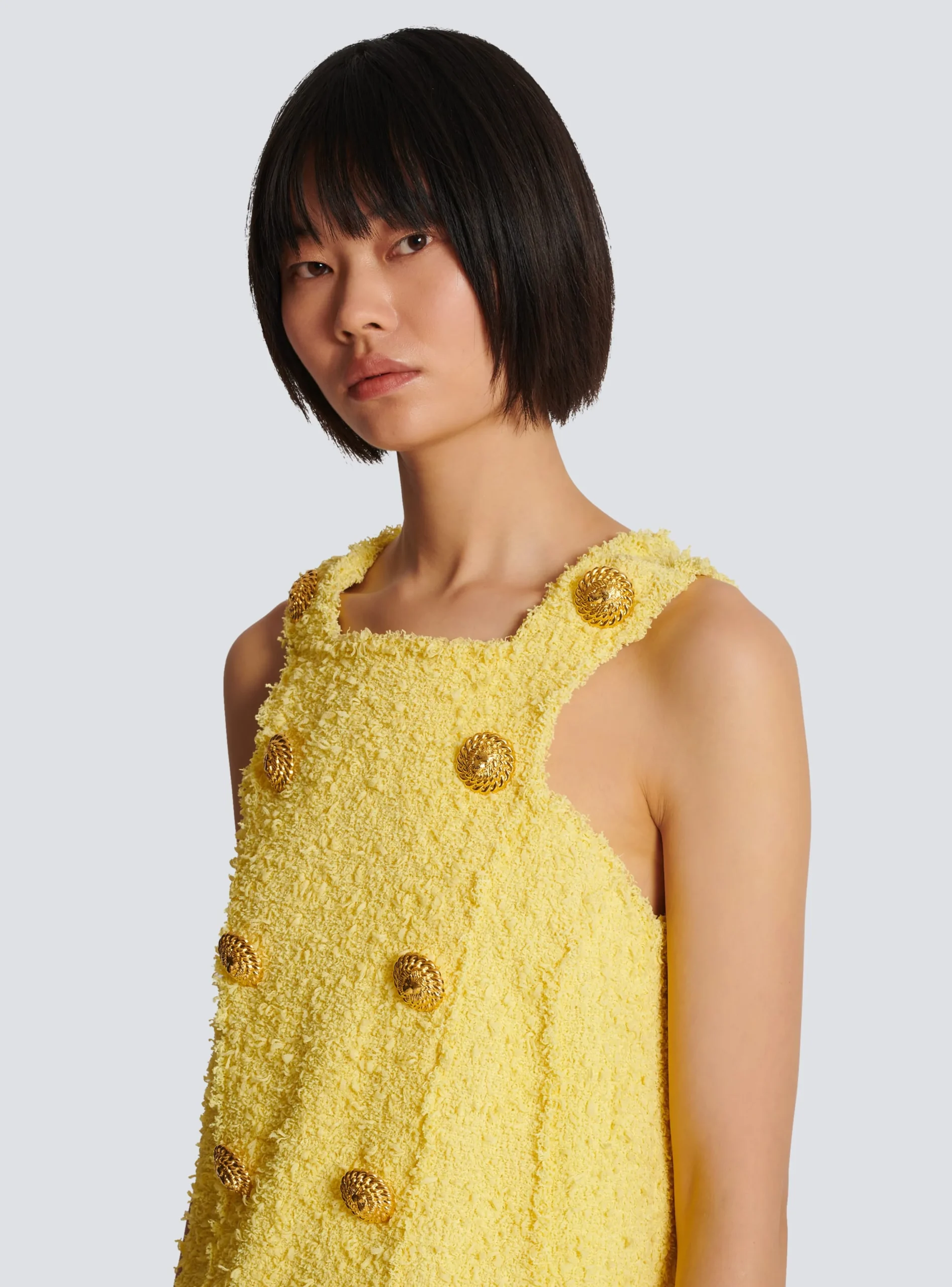 Tweed Swing Dress With Buttoned Plastron-Balmain Hot