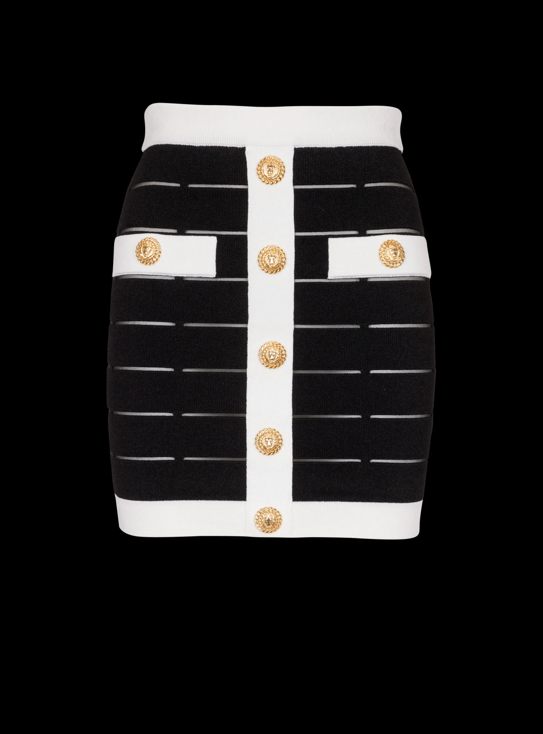 Two-tone Buttoned Knit Skirt-Balmain New