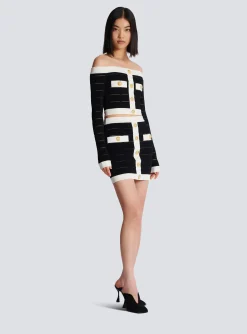 Two-tone Buttoned Knit Skirt-Balmain New