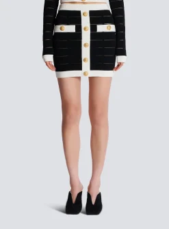 Two-tone Buttoned Knit Skirt-Balmain New