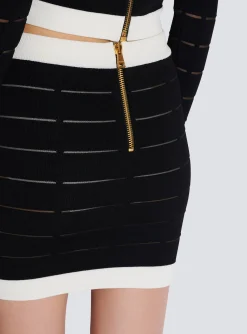 Two-tone Buttoned Knit Skirt-Balmain New
