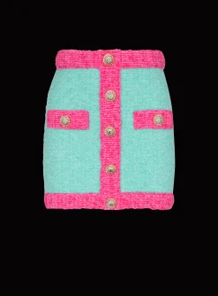 Two-tone Buttoned Knit Skirt-Balmain Cheap