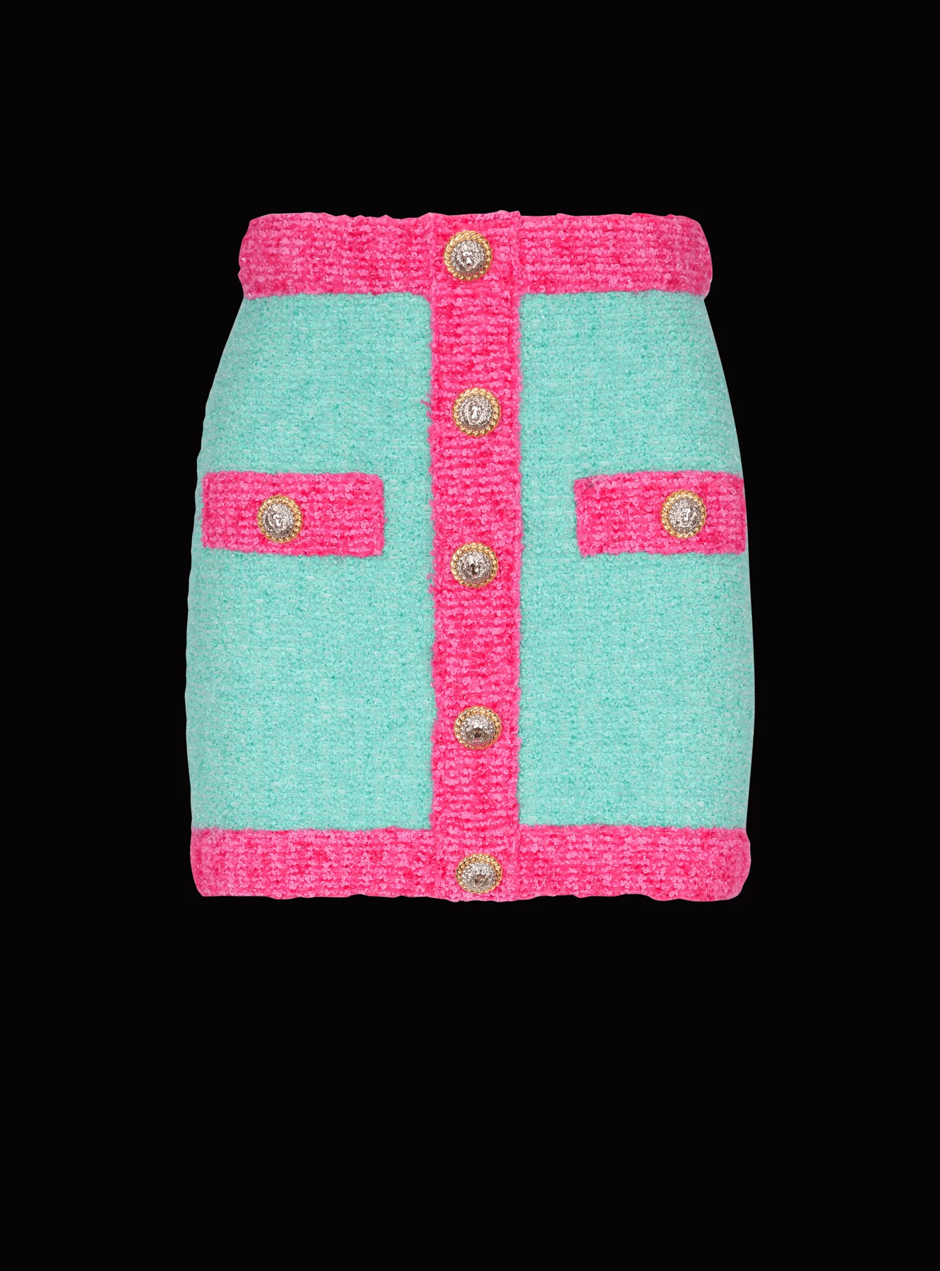 Two-tone Buttoned Knit Skirt-Balmain Cheap
