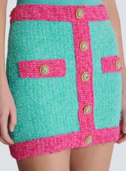 Two-tone Buttoned Knit Skirt-Balmain Cheap