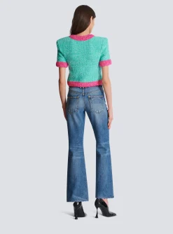 Two-tone Cropped Knit Cardigan-Balmain Best