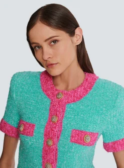 Two-tone Cropped Knit Cardigan-Balmain Best