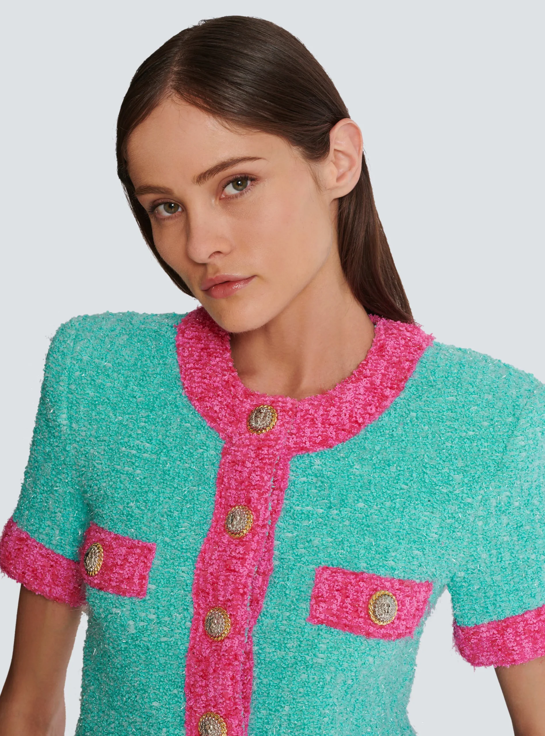 Two-tone Cropped Knit Cardigan-Balmain Best