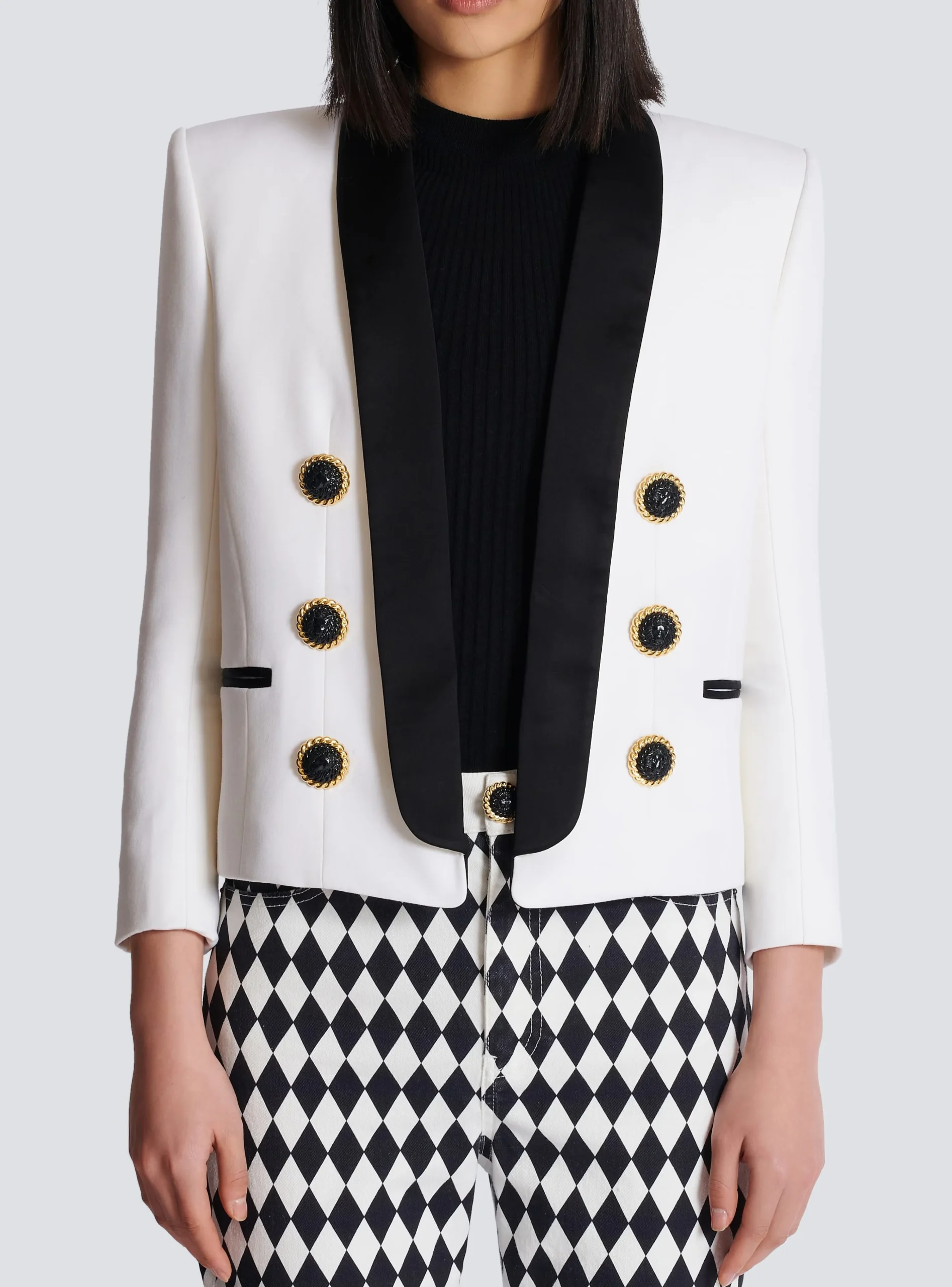Two-tone Edge-to-edge Jacket With 6 Buttons-Balmain Shop