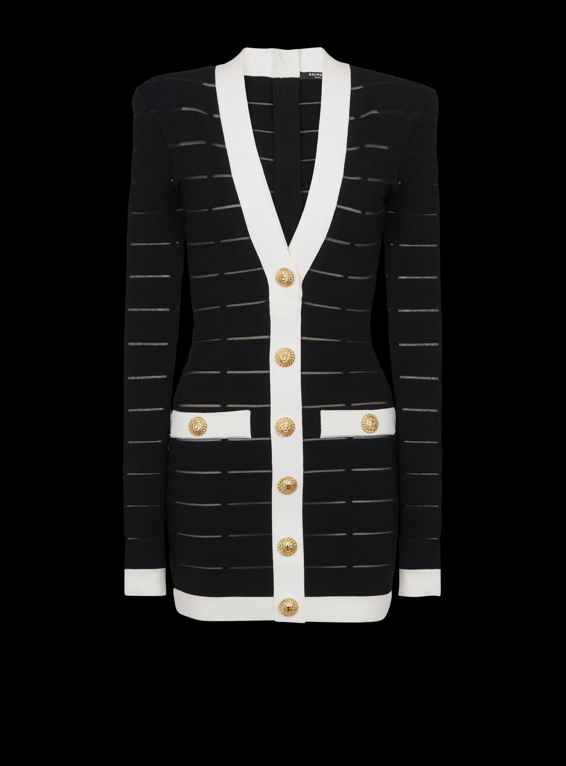 Two-tone Knit Dress With Buttons-Balmain Flash Sale