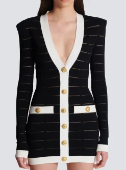 Two-tone Knit Dress With Buttons-Balmain Flash Sale