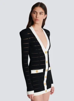 Two-tone Knit Dress With Buttons-Balmain Flash Sale