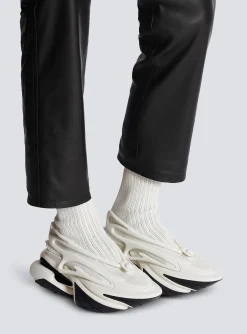 Unicorn High-top Trainers In Mesh And Leather-Balmain New