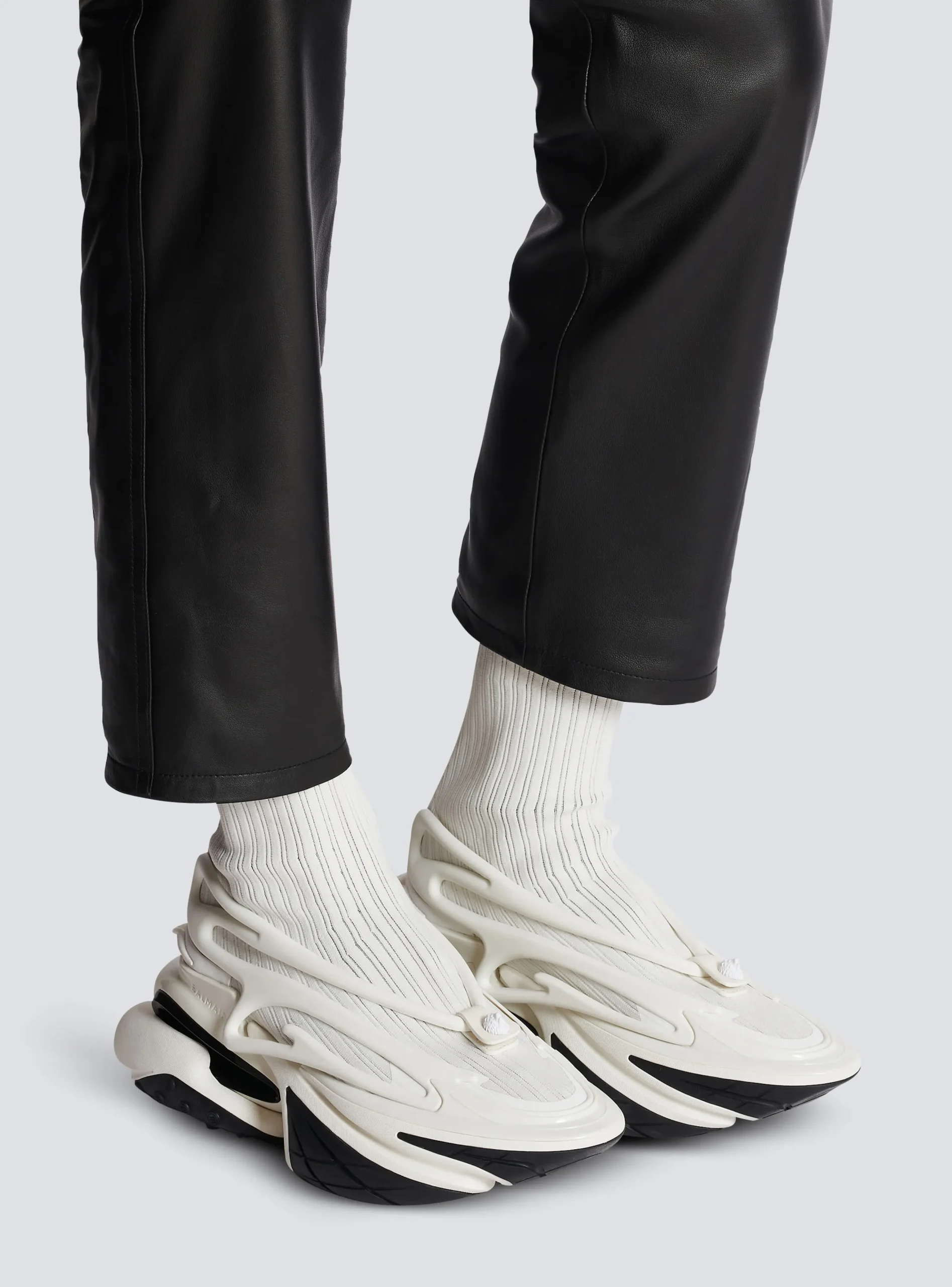 Unicorn High-top Trainers In Mesh And Leather-Balmain New
