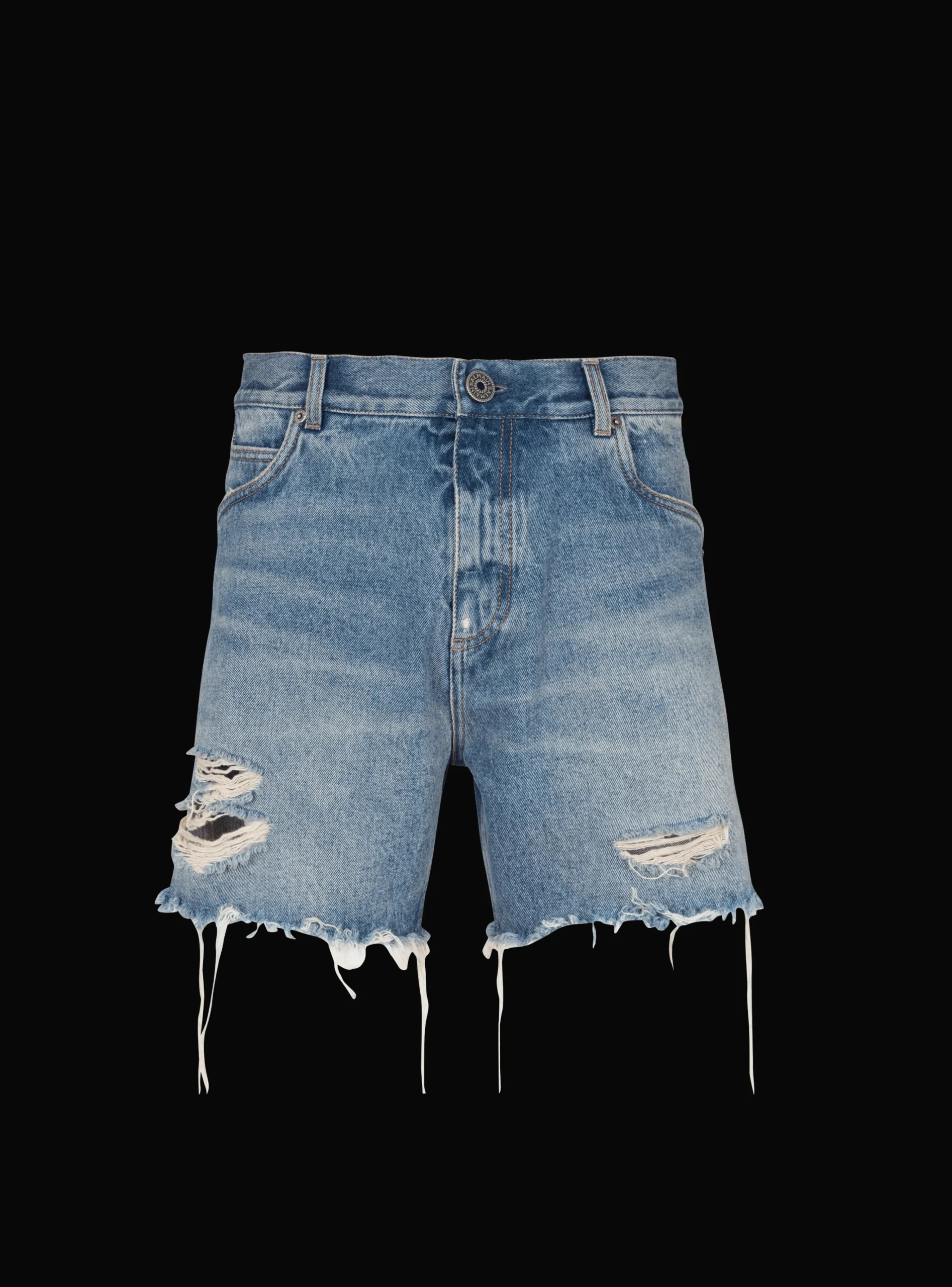 Unisex Shorts In Vintage Wash Denim-Balmain Flash Sale