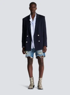 Unisex Shorts In Vintage Wash Denim-Balmain Flash Sale