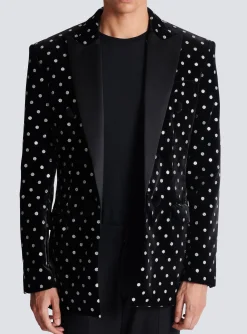Velvet Jacket With Glitter Dots-Balmain Online
