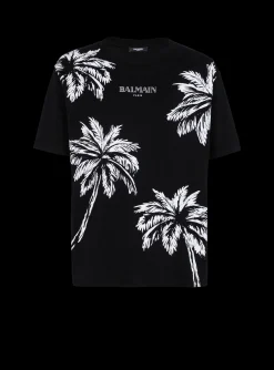 Vintage T-shirt With Palm Tree Print-Balmain Discount