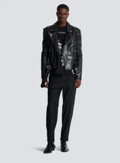 Vintage T-shirt With Palm Tree Print-Balmain Discount