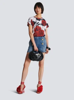 Vintage T-shirt With Roses Print-Balmain Clearance