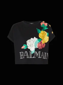 Vintage T-shirt With Roses Print-Balmain New