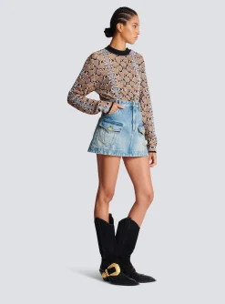 Western Denim A-line Skirt-Balmain Best Sale