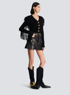 Western Leather A-line Skirt-Balmain Online