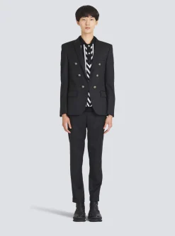 Wool Blazer With Double-breasted Silver-tone Buttoned Fastening-Balmain Store