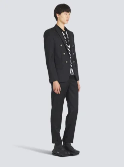 Wool Blazer With Double-breasted Silver-tone Buttoned Fastening-Balmain Store