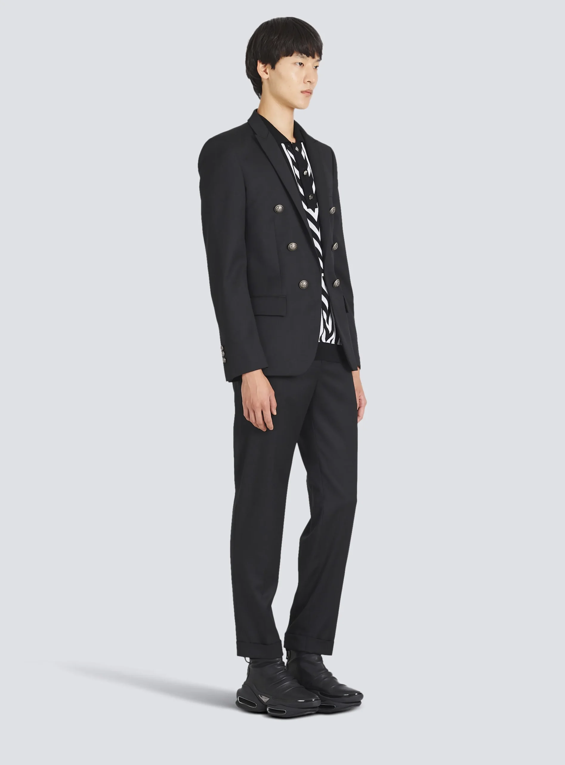 Wool Blazer With Double-breasted Silver-tone Buttoned Fastening-Balmain Store