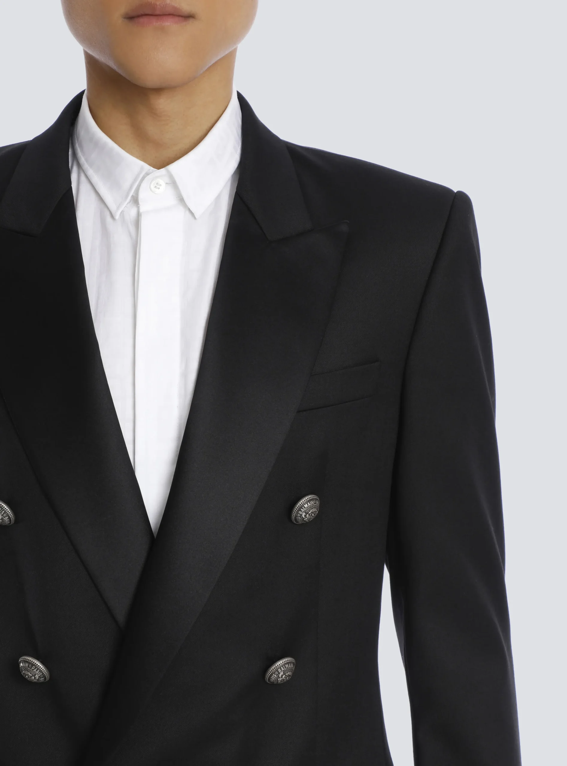 Wool Blazer With Double-breasted Silver-tone Buttoned Fastening-Balmain Hot