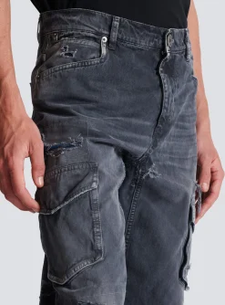 Worn-effect Cargo Trousers-Balmain Shop