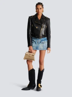 Zipped Leather Biker Jacket-Balmain Clearance