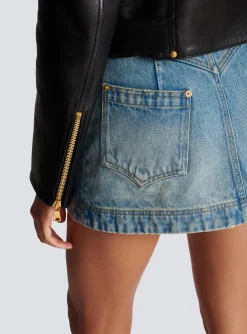 Zipped Leather Biker Jacket-Balmain Clearance