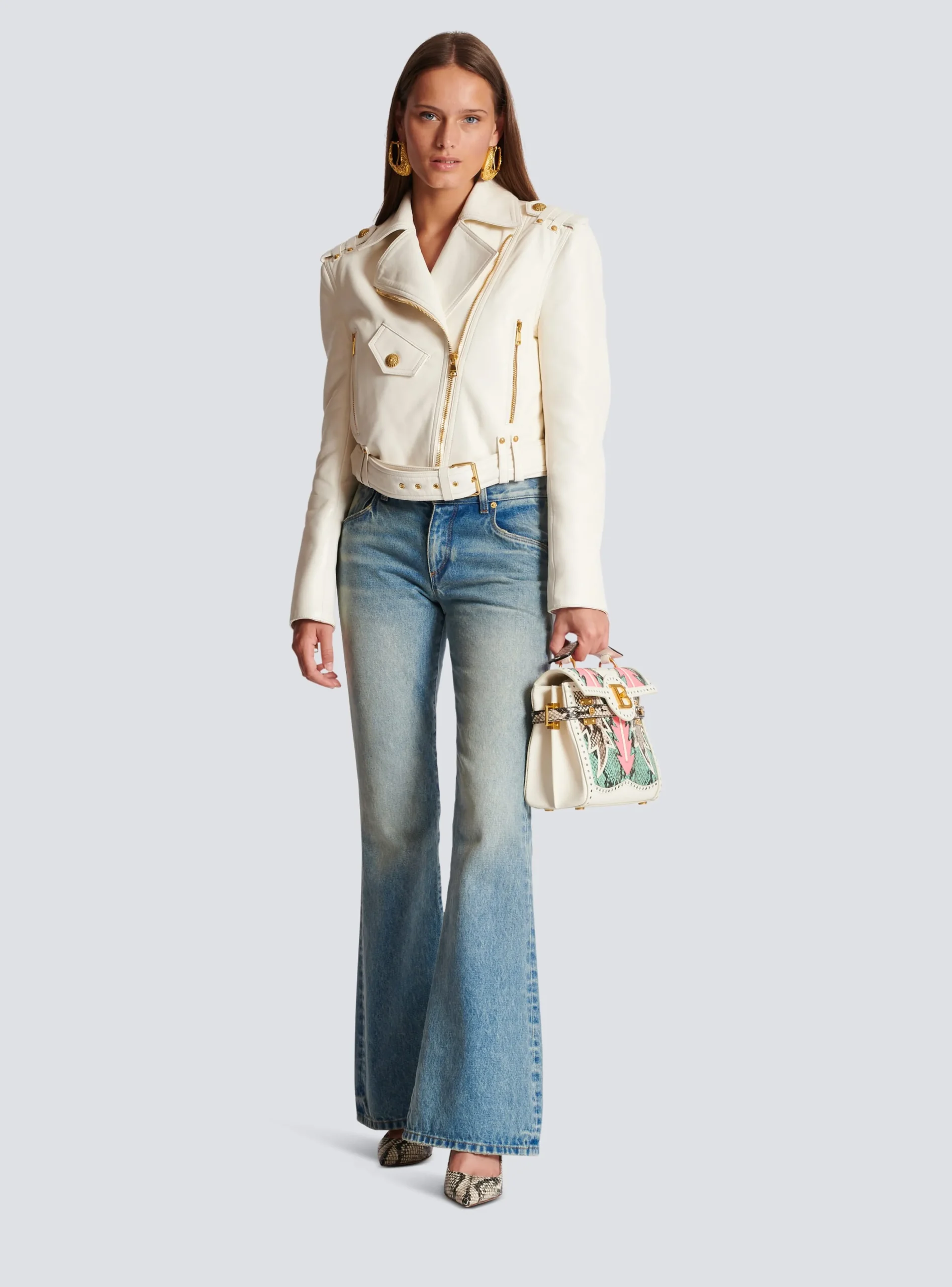 Zipped Leather Biker Jacket-Balmain Best