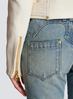 Zipped Leather Biker Jacket-Balmain Best