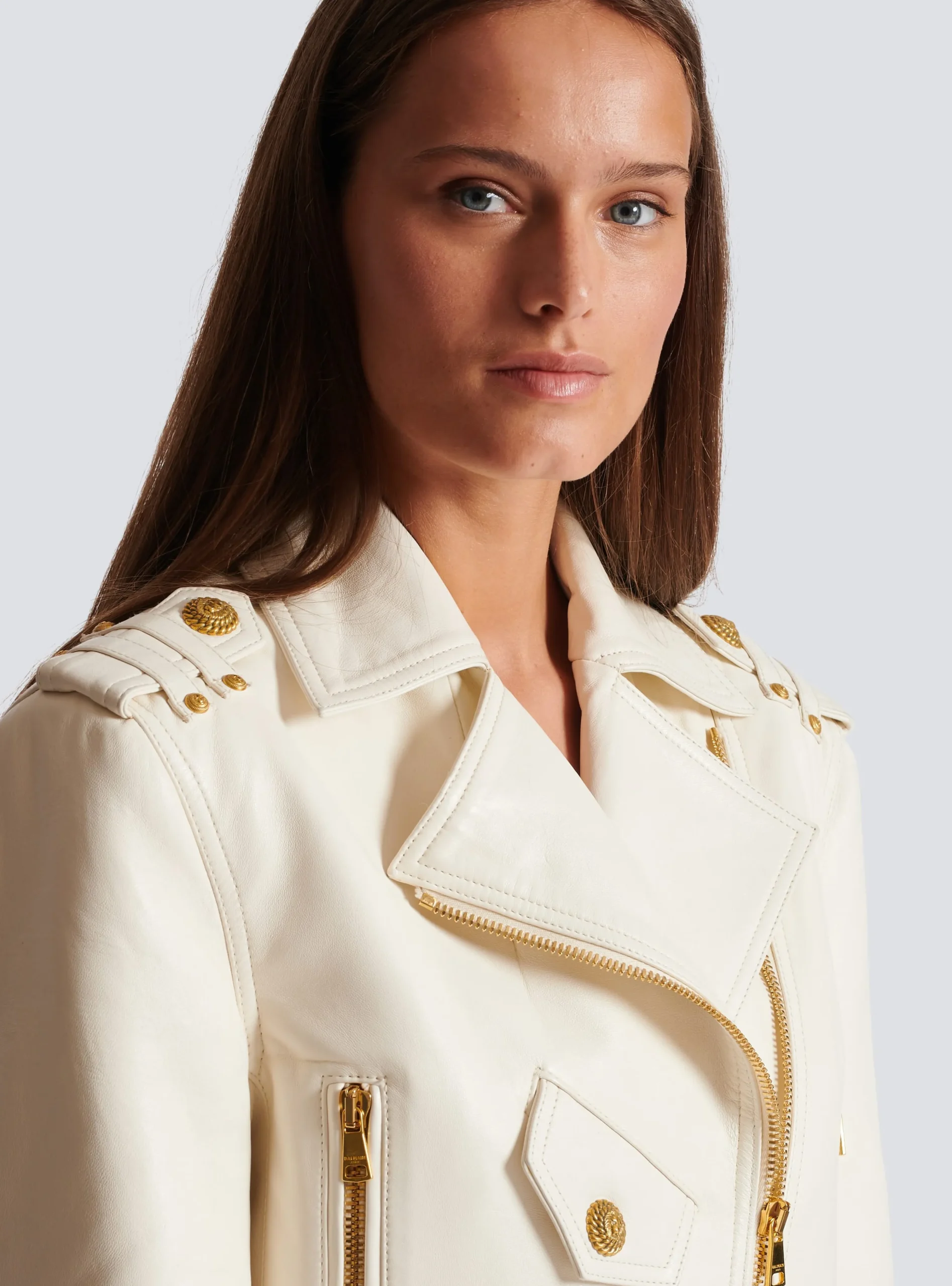 Zipped Leather Biker Jacket-Balmain Best
